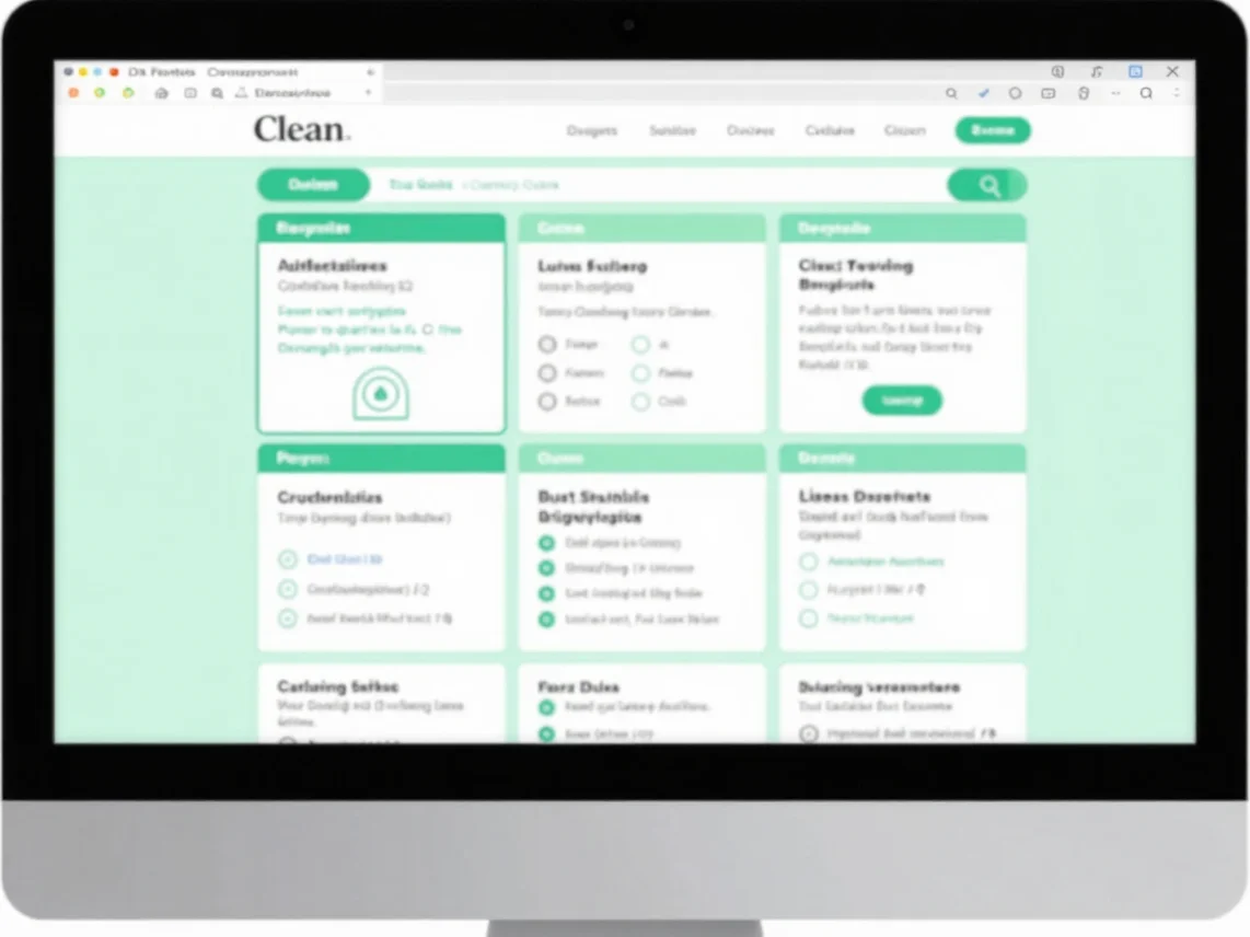 Clean product study of a budget template's category sections on a