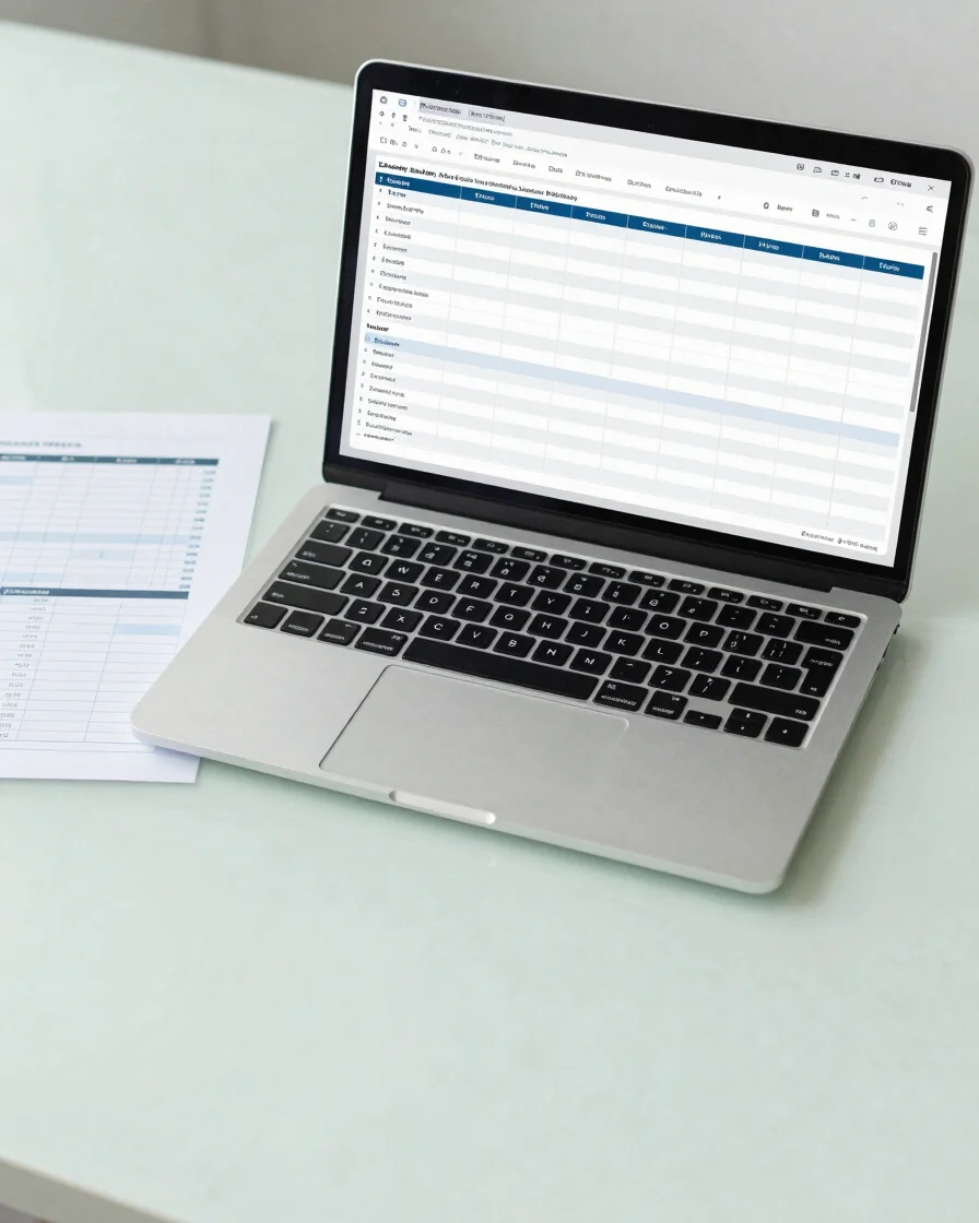 Wide desktop preview of a clean digital monthly budget spreadshee